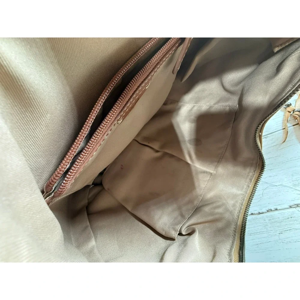 The Sak Tan‎ Leather Embossed Floral Hobo Shoulder Bag Tassel Tan Brown